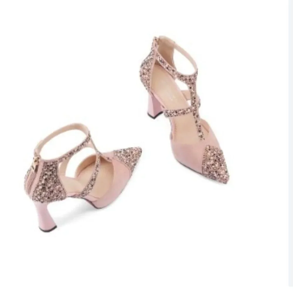 Like New! X Nisiman Rhinestone Bling Pump Blush Pink in Size 6/6.5 US